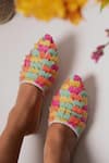 Shop_House of Vian_Multi Color Embellished Petal Applique Strap Mules _at_Aza_Fashions