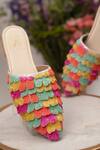 House of Vian_Multi Color Embellished Petal Applique Strap Mules _Online_at_Aza_Fashions