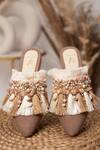 Buy_House of Vian_Brown Embellished Pearl Mules _at_Aza_Fashions