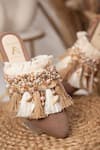 Shop_House of Vian_Brown Embellished Pearl Mules _at_Aza_Fashions