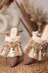 House of Vian_Brown Embellished Pearl Mules _Online_at_Aza_Fashions