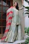 Buy_Kyra By Bhavna_Green Organza, Chanderi Embroidery, Gota Patti Kurta Sharara Set _at_Aza_Fashions