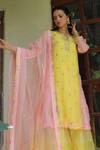 Kyra By Bhavna_Pink Silk, Organza Embroidery, Gota Patti Kurta Sharara Set _Online_at_Aza_Fashions