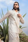 Runit Gupta_White Cotton Linen Embroidered Cutdana Placed Giraffe Shirt  _Online_at_Aza_Fashions