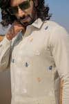 Shop_Runit Gupta_White Cotton Linen Embroidered Cutdana Anchor Shirt  _Online_at_Aza_Fashions