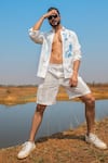 Runit Gupta_White Cotton Linen Dyed Panel Shacket  _at_Aza_Fashions