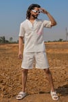 Buy_Runit Gupta_White Enzyme Washed Cotton Embroidered Pintucks Solid Shorts  _at_Aza_Fashions