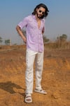 Buy_Runit Gupta_White Cotton Linen Solid Straight Pyjama  _Online_at_Aza_Fashions