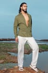 Buy_Runit Gupta_Green Enzyme Washed Cotton Pleated Detailed Shirt  _at_Aza_Fashions