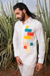 Buy_Runit Gupta_Multi Color Cotton Linen Hand Dyed Patchwork Shirt  _at_Aza_Fashions