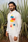 Shop_Runit Gupta_Multi Color Cotton Linen Hand Dyed Patchwork Shirt  _at_Aza_Fashions