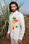 Runit Gupta_Multi Color Cotton Linen Hand Dyed Patchwork Shirt  _Online_at_Aza_Fashions