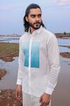 Buy_Runit Gupta_White Enzyme Washed Cotton Patch Ombre Shirt_Online_at_Aza_Fashions