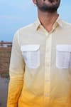 Runit Gupta_White Enzyme Washed Cotton Hand Dyed Ombre Shirt  _at_Aza_Fashions