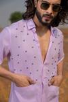 Buy_Runit Gupta_Purple Tencel Bead Embroidered Shirt  _Online_at_Aza_Fashions