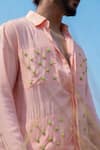 Runit Gupta_Pink Tencel Kiwi Beads Embroidered Shirt  _at_Aza_Fashions