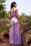 Parshya_Purple Blouse And Pant Viscose Crepe Georgette Shimmer Finish Cape Flared Set _at_Aza_Fashions