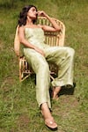 Shop_Parshya_Green Top And Pant Viscose Tissue Hand Coin Embellished With _Online_at_Aza_Fashions