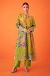 Buy_Taavare_Green Tissue Organza Printed Floral Round Kurta With Pant_at_Aza_Fashions