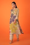 Shop_Taavare_Multi Color Tissue Organza Printed Floral Notched Bright Kurta With Pant_at_Aza_Fashions