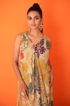 Taavare_Multi Color Tissue Organza Printed Floral V Neck Flared Blossom Gown _Online_at_Aza_Fashions