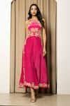 Buy_MEHAK SHARMA_Pink Crepe Hand Embroidered Chid Round Neck Floral Jaal Jumpsuit _Online_at_Aza_Fashions