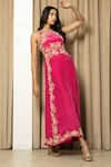 Shop_MEHAK SHARMA_Pink Crepe Hand Embroidered Chid Round Neck Floral Jaal Jumpsuit _Online_at_Aza_Fashions