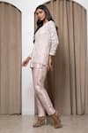 Buy_MEHAK SHARMA_Pink Bamberg Silk Hand Embroidered Chid Jacket V Neck Pant Set _Online_at_Aza_Fashions