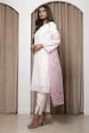 Shop_MEHAK SHARMA_Cream Satin Organza Hand Embroidered Chid And Cut Kurta Set With Tie-dyed Dupatta _Online_at_Aza_Fashions