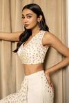 Mehak Sharma White Net, Georgette, Satin Sequins, Embroidery Bustier And Draped Skirt Set Online at Aza Fashions Mehak Sharma_White Net, Georgette, Satin Sequins, Embroidery Bustier And Draped Skirt Set _Online_at_Aza_Fashions