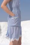 Beachbum_Blue Yarn Dyed Stripe Pattern And Crochet Lace Work V Aquamarine Dress _Online_at_Aza_Fashions