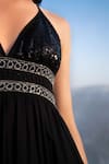 Beachbum_Black Viscose Rayon Embroidered Sequin And Bead Work Fancy Sprinkles Dress _at_Aza_Fashions