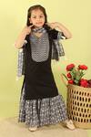 Buy Kalp Black Cotton Tassels Laura Floral Print Kurta Sharara Set at Aza Fashions Buy_Kalp_Black Cotton Tassels Laura Floral Print Kurta Sharara Set _at_Aza_Fashions