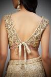Shop_RI.Ritu Kumar_Gold Silk Embroidery Floral V Neck Paradise Garden Blouse _at_Aza_Fashions