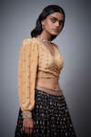 Buy RI.Ritu Kumar Gold Silk Dupion Hand Embroidery Floral Deep V Neck Satnam Zardozi Wrap Blouse Online at Aza Fashions Buy_RI.Ritu Kumar_Gold Silk Dupion Hand Embroidery Floral Deep V Neck Satnam Zardozi Wrap Blouse _Online_at_Aza_Fashions