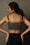 Shop_RI.Ritu Kumar_Black Rayon Crepe Hand Embroidery Sequins Deep V Neck Nishi Blouse _at_Aza_Fashions