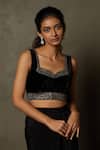 Buy_RI.Ritu Kumar_Black Poly Dupion Hand Embroidery Zardozi Tikki Mohi Placement Blouse _at_Aza_Fashions
