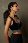 Buy_RI.Ritu Kumar_Black Poly Dupion Hand Embroidery Zardozi Tikki Mohi Placement Blouse _Online_at_Aza_Fashions