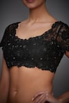 Buy_RI.Ritu Kumar_Black Net Embroidery Thread Scoop Neck Akansha Blouse_Online_at_Aza_Fashions