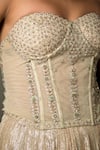 Buy_RI.Ritu Kumar_Beige Net Embroidery Gota Sweetheart Neck Chanda Corset Blouse _Online_at_Aza_Fashions