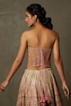 Shop_RI.Ritu Kumar_Peach Net Embroidery Gota Sweetheart Neck Chanda Floral Corset Blouse _at_Aza_Fashions