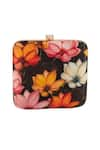 Samyukta Singhania_Multi Color Printed Lotus Clutch_at_Aza_Fashions