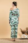 Shop_Divi By Sonal Khandelwal_Green Asymmetric Wild Apple Printed Top And Pant Set _at_Aza_Fashions