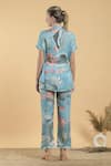 Shop_Divi By Sonal Khandelwal_Sky Blue Modal, Satin, Viscose Collared Nelumbo Printed Shirt And Pant Set _at_Aza_Fashions