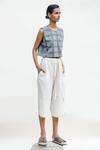 Buy_Urvashi Kaur_Off White Handloom Cotton Zeta Checkered Print Culottes_at_Aza_Fashions