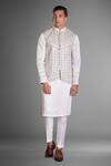 Buy_More Mischief_White Silk, Linen, Cotton Satin Zari, Embroidery, Floral Bundi Kurta Set_at_Aza_Fashions