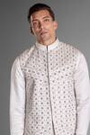 Buy_More Mischief_White Silk, Linen, Cotton Satin Zari, Embroidery, Floral Bundi Kurta Set_Online_at_Aza_Fashions
