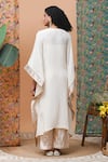 Shop_Rishi and Vibhuti_Ivory Cotton Lace, Zari V-neck Azra Draped Kaftan Tunic And Pant Set_at_Aza_Fashions