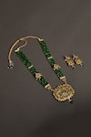 Shop_Nayaab by Aleezeh_Gold Plated Kundan Pendant Necklace Set_at_Aza_Fashions