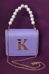 Buy_Samyukta Singhania_Purple Acrylic Monogram And Pearl Embellished K - Initial Box Sling Bag_at_Aza_Fashions